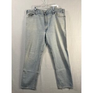 Levis‎ USA 44x34 Mens Blue Denim Jeans Two Horse Brand Light Wash Distress #1682